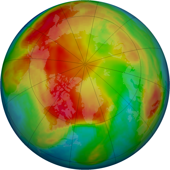 Arctic ozone map for 13 February 1999